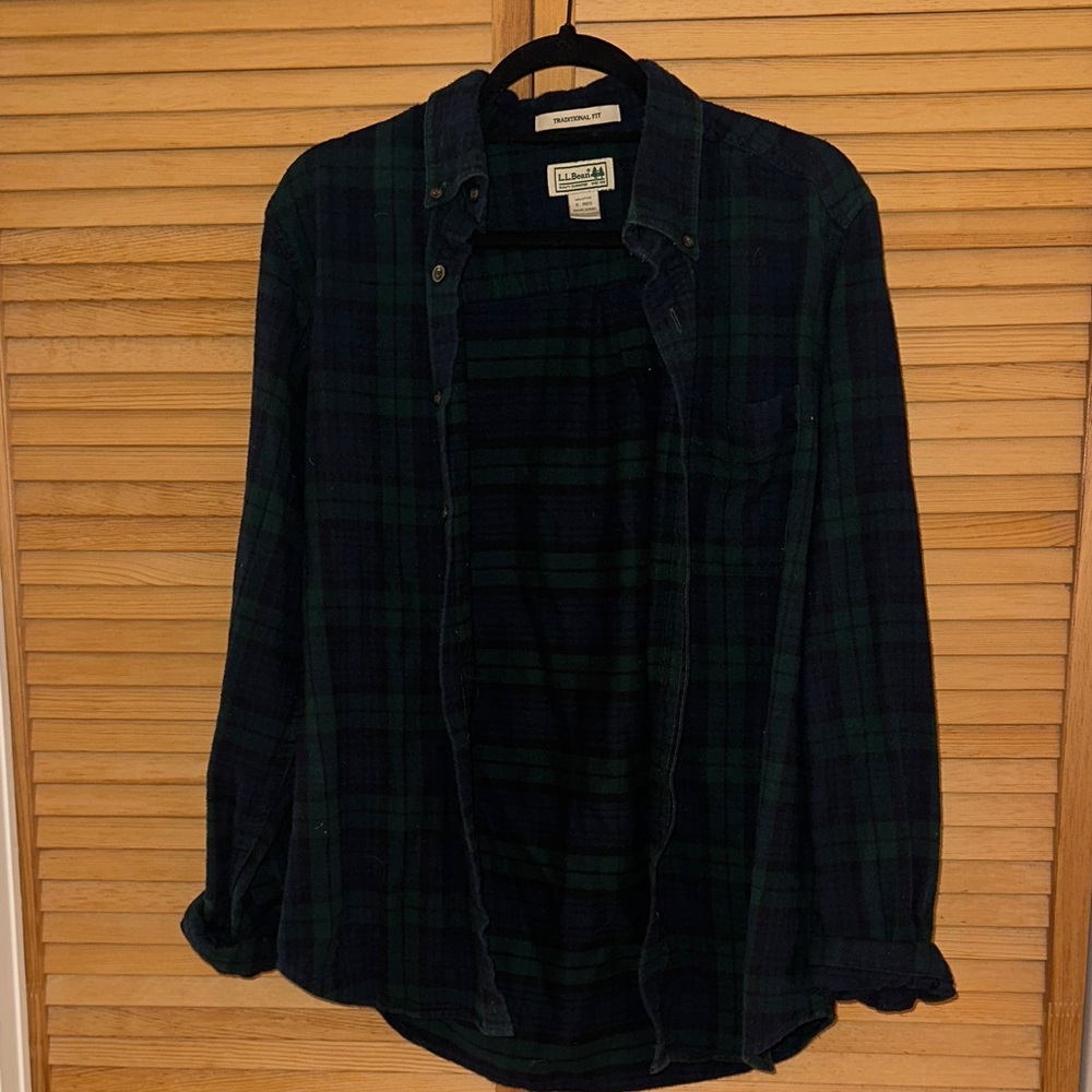 L.L. Bean Green and Blue Flannel
